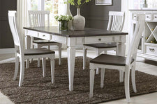Harper Vintage White With Charcoal Top 5 Piece Rectangular Leg Table Dining Set