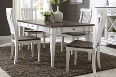 Harper Vintage White With Charcoal Top 5 Piece Rectangular Leg Table Dining Set