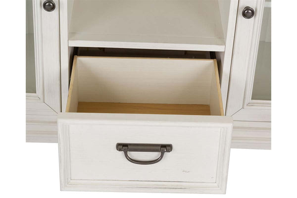 Harper Vintage White With Charcoal Top Glass Door Storage Buffet