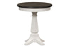 Image of Harper Traditional Round White Chair Side Table With Pedestal Base And Charcoal Top