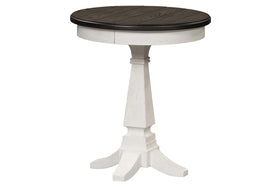 Harper Traditional Round White Chair Side Table With Pedestal Base And Charcoal Top