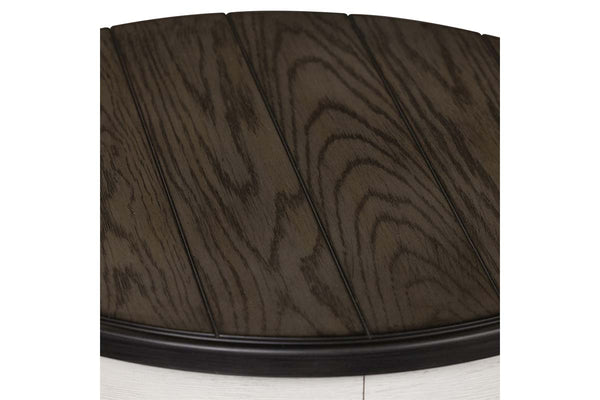 Harper Traditional Round White Chair Side Table With Pedestal Base And Charcoal Top