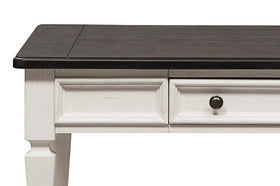 Harper Traditional Single Drawer White Cocktail Table With Lower Shelf And Charcoal Top