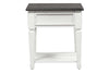 Image of Harper Traditional Single Drawer White End Table With Lower Shelf And Charcoal Top