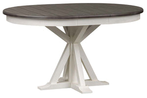 Harper Vintage White With Charcoal Top 5 Piece Round Oval Pedestal Dining Set