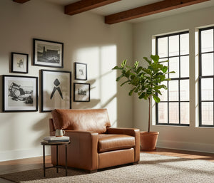 Harrison Contemporary Leather Pillow Back Club Chair