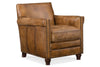 Image of Herbert Bedford Goldington "Quick Ship" Traditional Tight Back Leather Accent Chair With Nail Trim