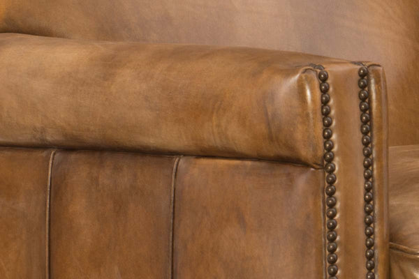 Herbert Bedford Goldington "Quick Ship" Traditional Tight Back Leather Accent Chair With Nail Trim