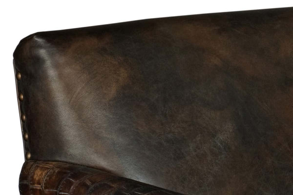 Herbert Old Saddle Brown Fudge "Quick Ship" Tight Back Square Leather Accent Chair With Nails