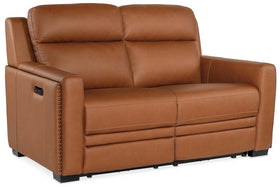 Herman Spice "Quick Ship" Wall Hugger 3-Way Power Leather Reclining Loveseat
