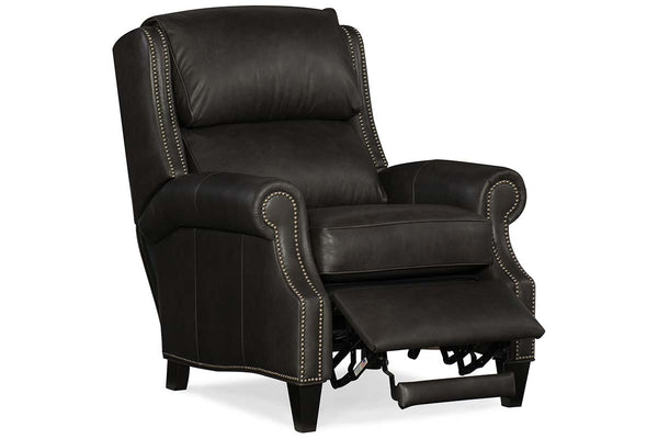 Holt Peppercorn Quick Ship Traditional Wing Back Leather Recliner