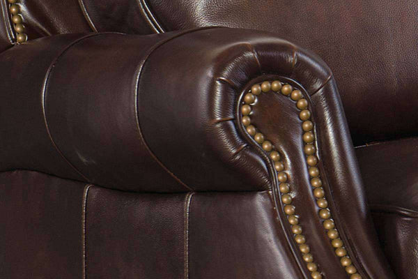 Horatio Chateau "Quick Ship" Leather Traditional Nailhead Recliner