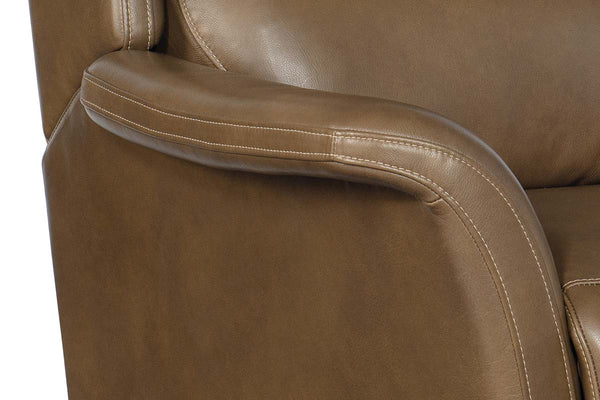 Jacob Walnut Leather Dual Power "Quick Ship" Transitional Recliner