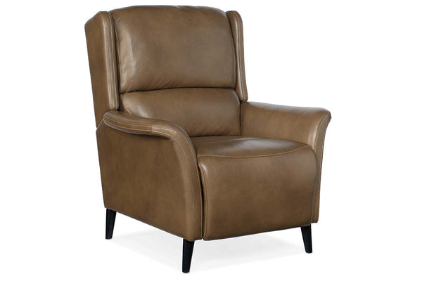 Jacob Walnut Leather Dual Power "Quick Ship" Transitional Recliner