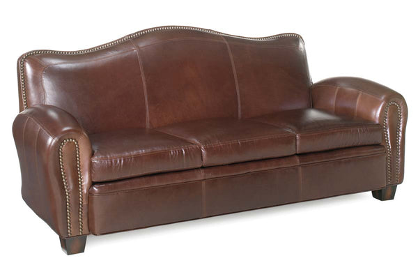 Jonathan 81 Inch Leather Camelback Sofa With Nail Trim