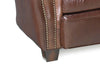 Image of Jonathan Leather Tight Camelback Loveseat With Nail Head Trim