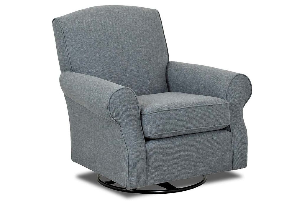 Kara Traditional Rolled Arm Tight Back Fabric Swivel Glider Chair