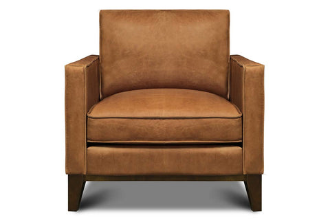 Kellan Rio Chestnut Modern Track Arm Leather Club Chair