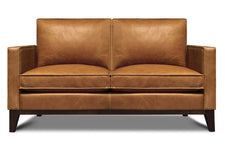Kellan Rio Chestnut Contemporary Leather Track Arm Loveseat