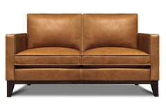 Kellan Contemporary Leather Track Arm Loveseat