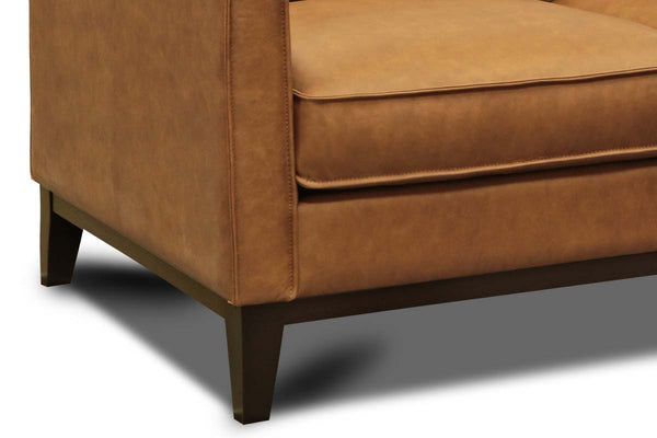 Kellan Rio Chestnut Contemporary Leather Track Arm Loveseat