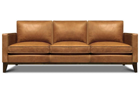 Kellan Rio Chestnut 85 Inch Modern Leather Track Arm Sofa