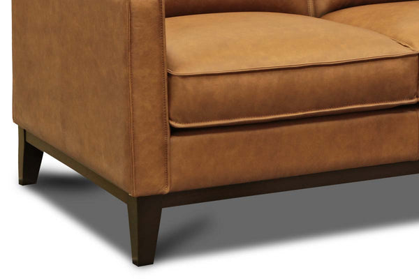 Kellan 85 Inch Modern Leather Track Arm Sofa