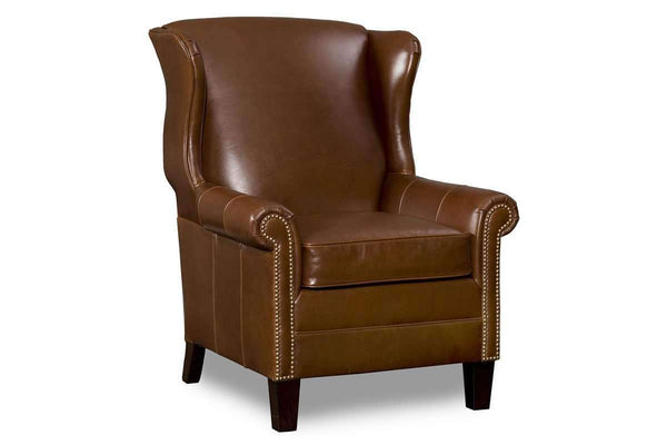 Amherst Leather Tight Back Accent Chair With Wings