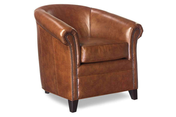 Gardner Leather Tub Style Accent Chair With Nail Trim