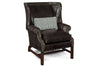 Image of Humphrey Chippendale Leather Chair With Decorative Wood Base