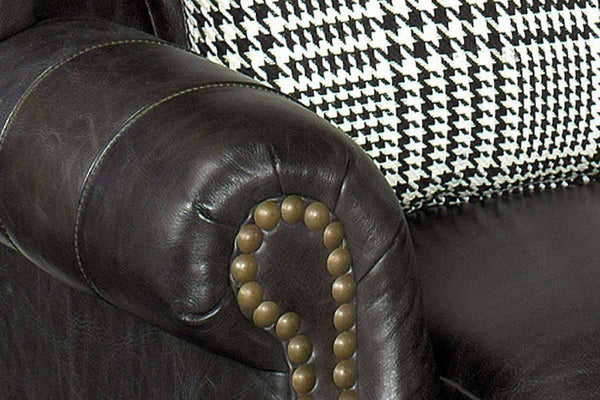 Humphrey Chippendale Leather Chair With Decorative Wood Base