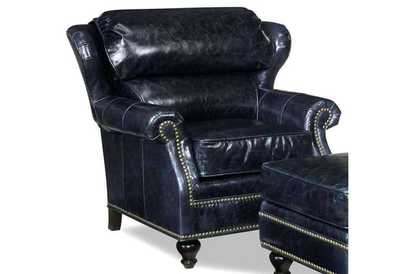 James Leather Wing Bustle Back Accent Arm Chair