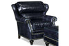Image of James Leather Wing Bustle Back Accent Arm Chair