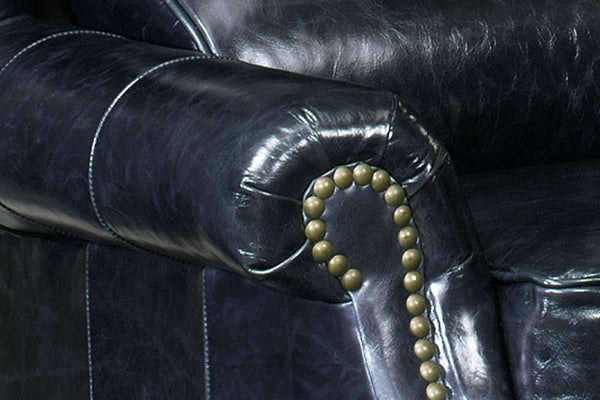 James Leather Wing Bustle Back Accent Arm Chair