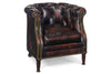 Image of Louis Button Tufted Leather Chesterfield Tub Chair With Nail Trim