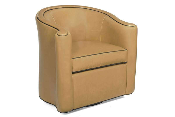 Roman Leather Tub Swivel Barrel Chair