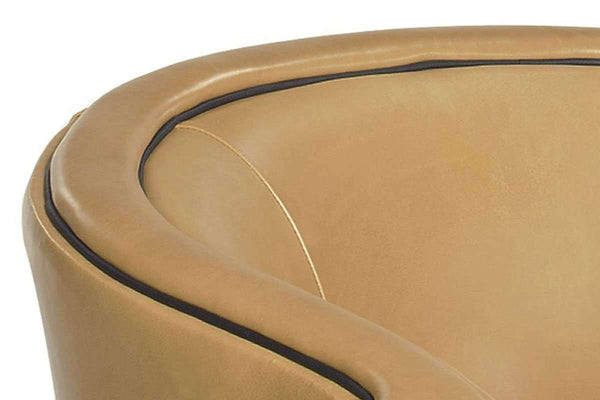 Roman Leather Tub Swivel Barrel Chair