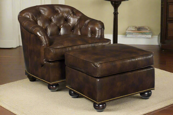 Welby Tufted Leather Tub Chair With Nail Trim