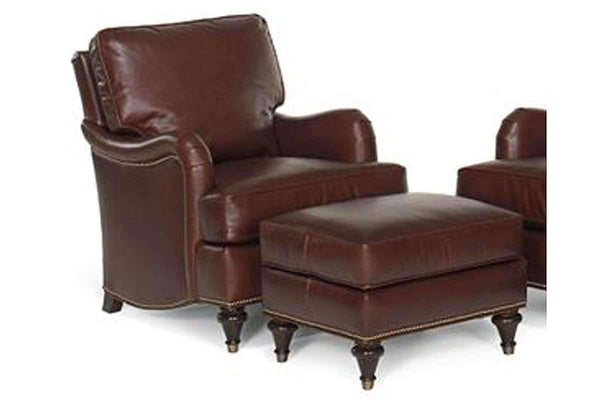 Wesley English Arm Leather Accent Armchair With Nailhead Trim