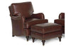 Image of Wesley English Arm Leather Accent Armchair With Nailhead Trim