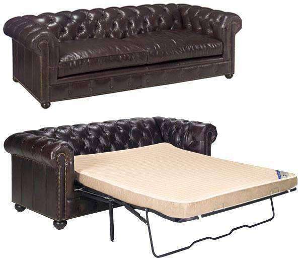 Chesterfield Leather Queen Sleeper Sofa