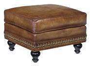 Bellamy Ornate Leather Footstool Ottoman