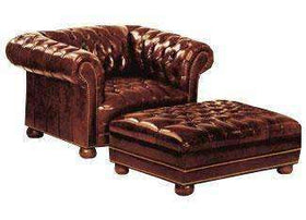 Chesterfield Deep Button Tufted Leather Club Chair With Nail Trim
