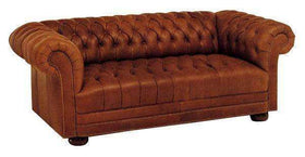 Chesterfield 78 Inch Tufted Leather Studio Size Sofa With Nailheads