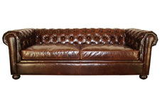 Empire Leather Chesterfield Style Tufted 92 Inch Queen Sleep Sofa