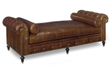 Frazier 94 Inch Chesterfield Leather Day Bed With Bench Seat