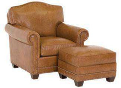Harmon Leather Arched Back Club Chair w/ Nailhead Trim