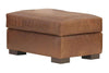 Image of Harrison Leather Top Stitched Footstool Ottoman