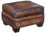 Jonathan Leather Footstool Ottoman With Saddle Stitching