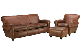 Leather Furniture Parker Leather Manhattan Style 3 Piece Living Room Sofa Set